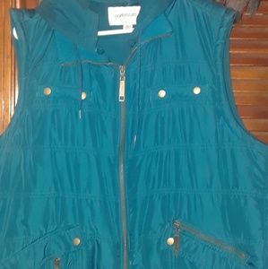 Avenue plus 26/28 teal zip up vest with hood